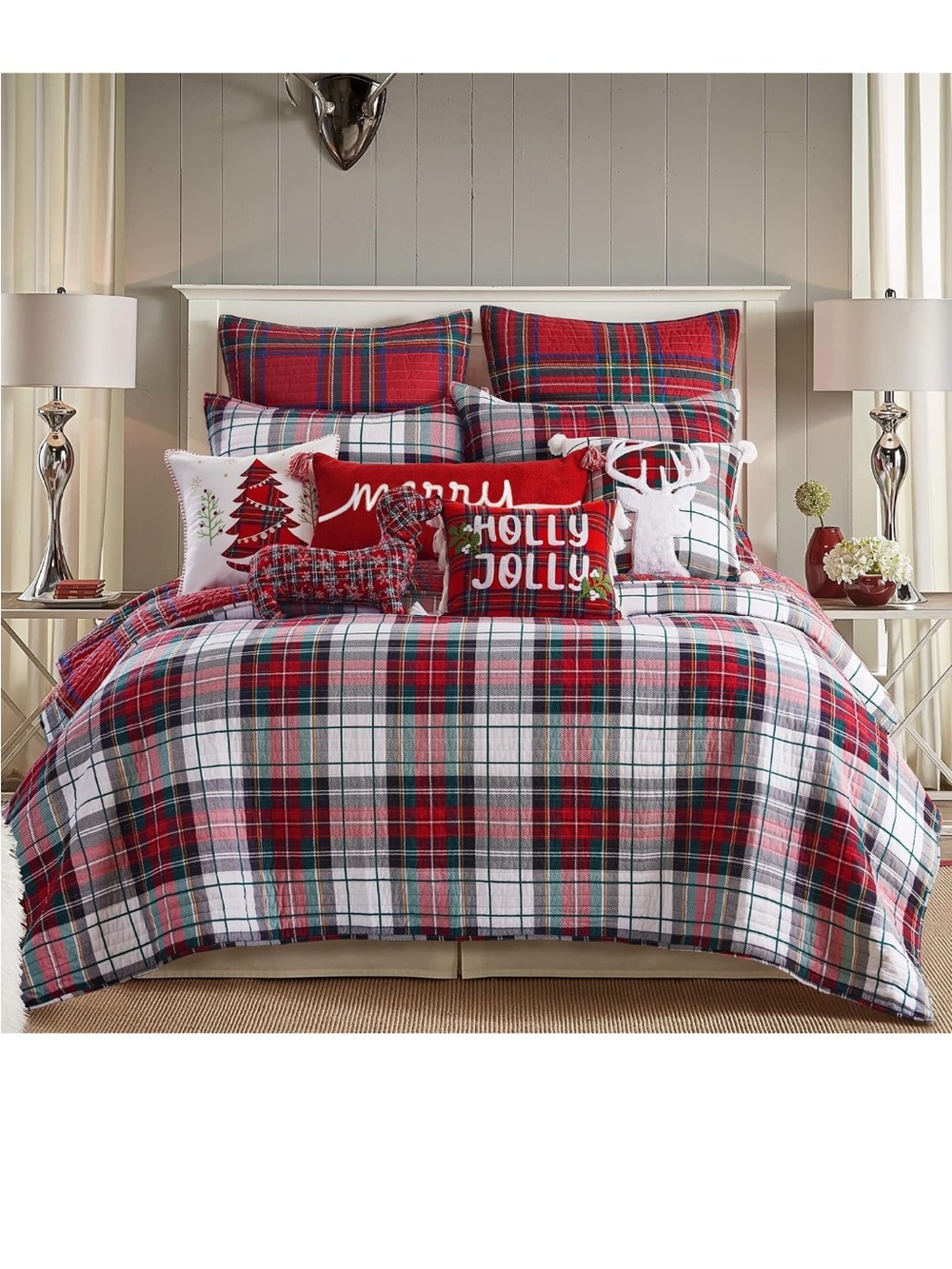 Letex Home - Spencer Plaid Quilt - Full/Queen Christmas Tartan Plaid